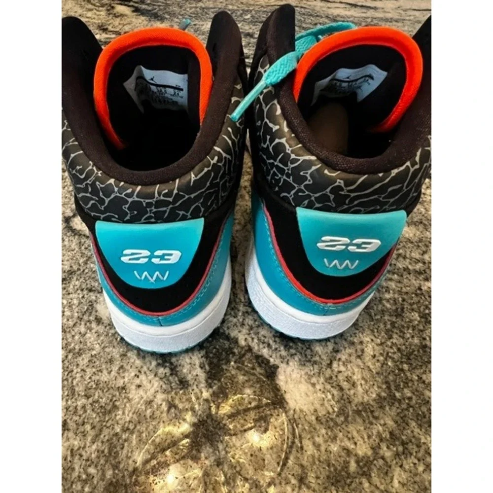 Jordan 1 Flight 2 BG Men 6Y Dusty Cactus Black NWB 631784-301 Elephant Print